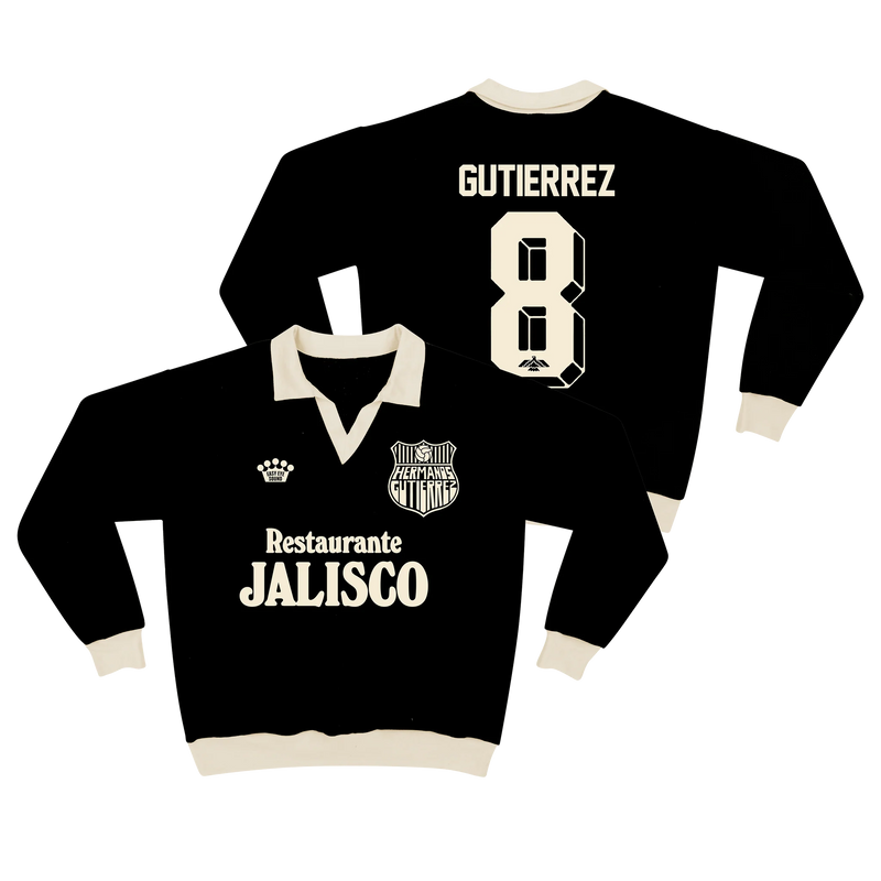 (PRE-ORDER) Black Long Sleeve Soccer Polo Sweatshirt